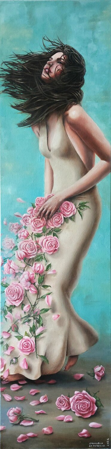 La via delle rose Emanuela De Petrillo Original painting for sale