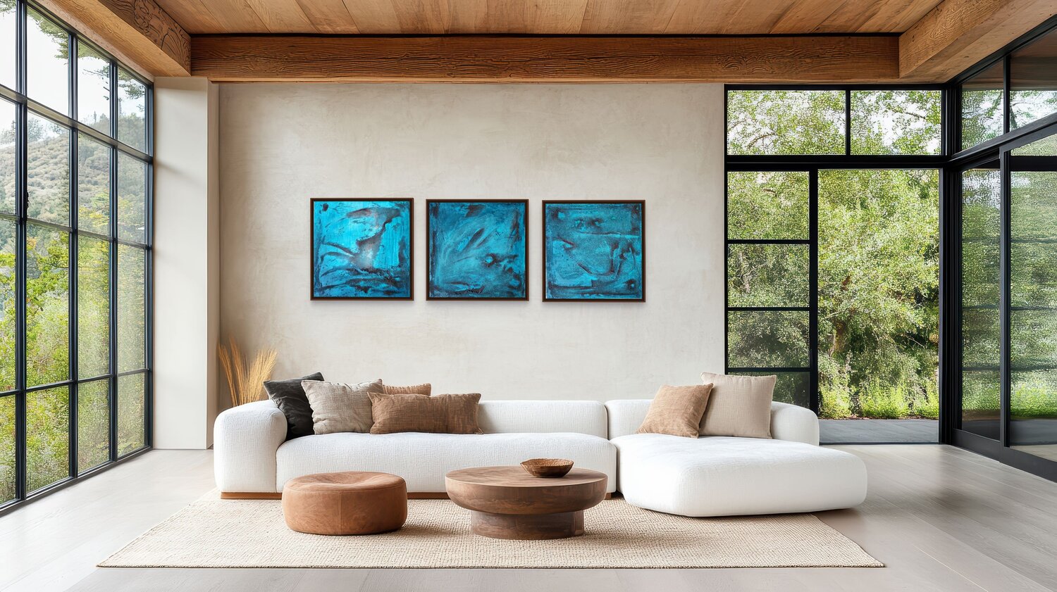 "Three States of Mineral Blue" - Atmospheric Blues Series Sonia J. Original painting for sale
