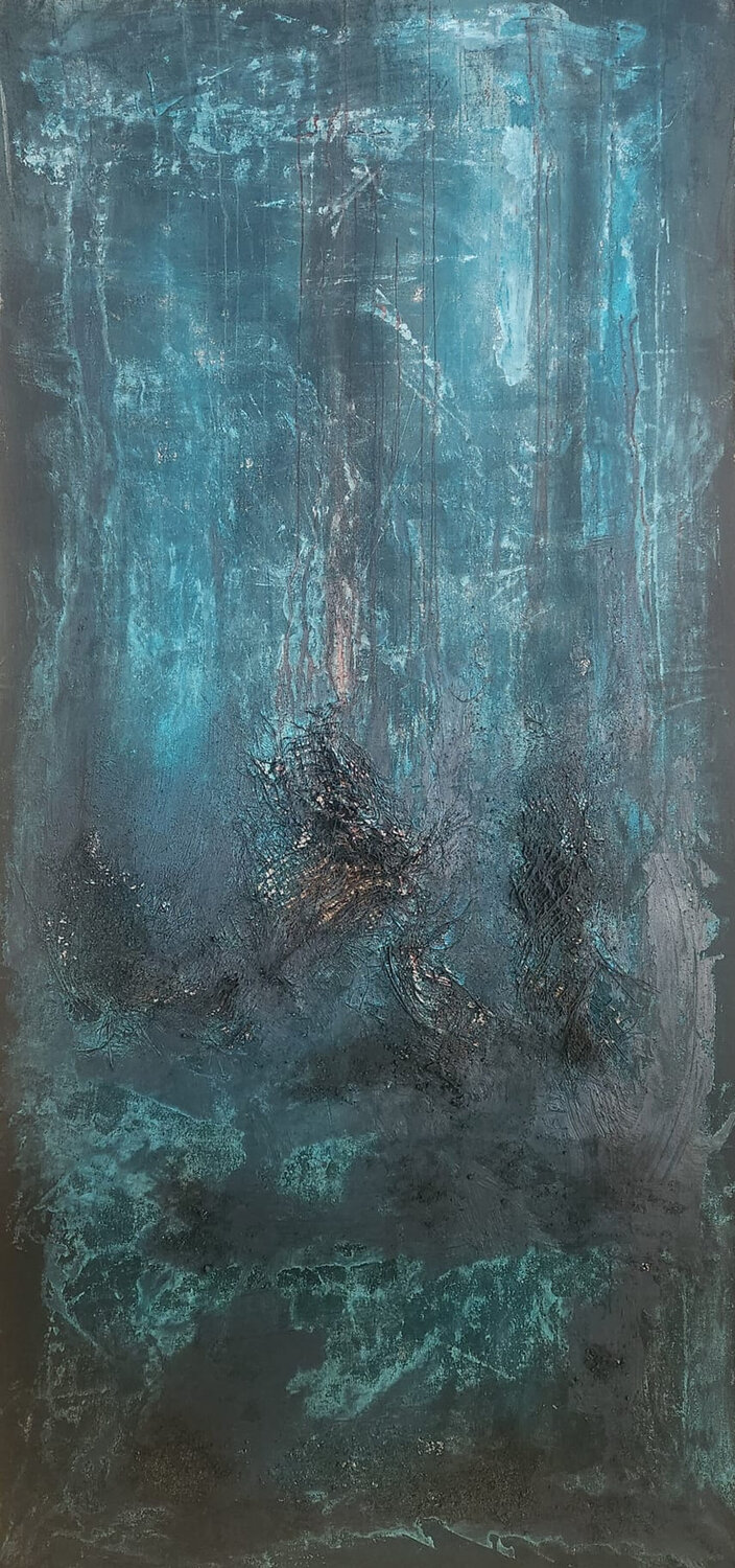 "Where Blue Holds Distant Ground" Sonia J. Original painting for sale