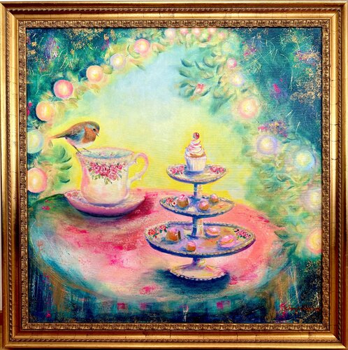 Robin´s garden cottage by Sirpa Järvinen, Painting for Sale on Select