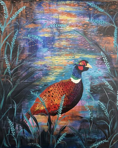 Backyard pheasant by Sirpa Järvinen, Painting for Sale on Select