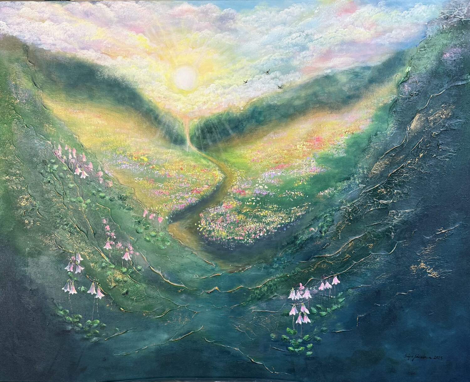 Evening song of the skylarks Sirpa Järvinen Original painting for sale