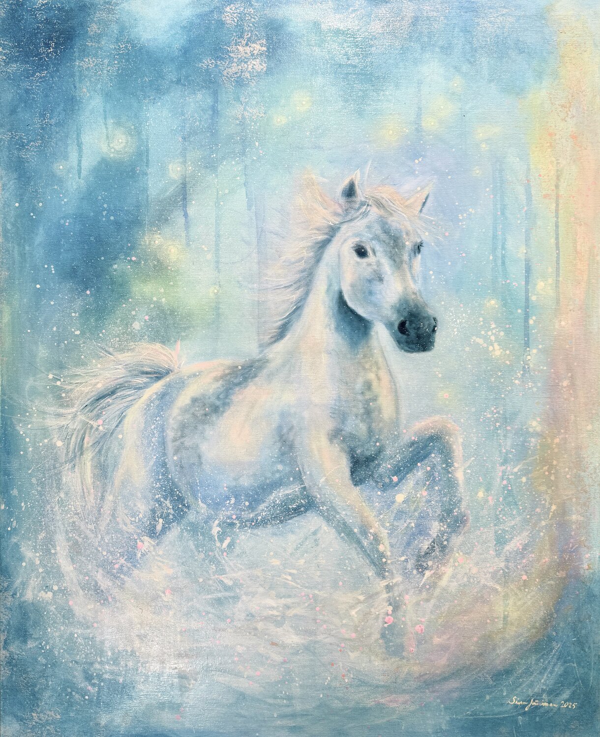 Dance with the fireflies Sirpa Järvinen Original painting for sale