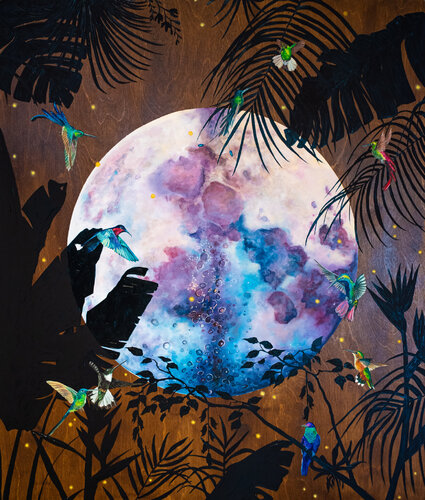 Midnight Dance of the Hummingbirds von Stephanie Künzli Ycaza, Malerei kaufen auf Select