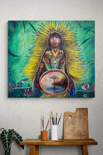 Indigenous Women in the Amazon: Water Ceremony by Stephanie Künzli Ycaza, Painting for Sale on Select