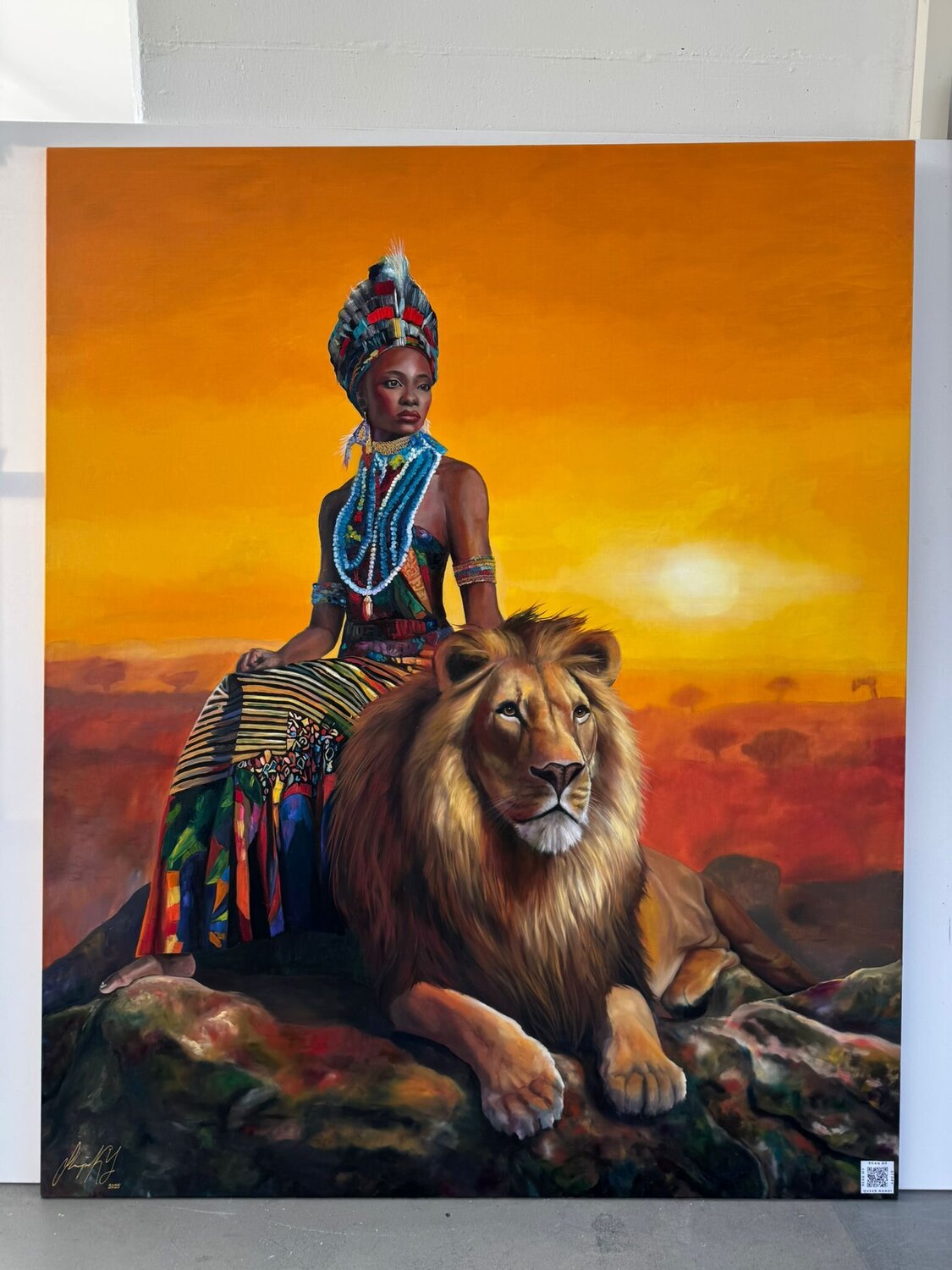 Queen Nandi - The Lioness of Zulu Stephanie Künzli Ycaza Original painting for sale