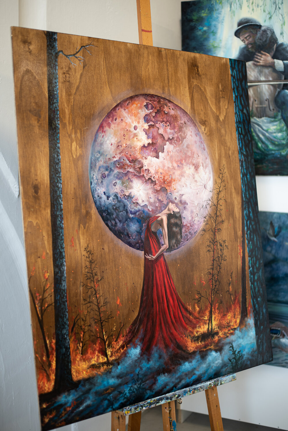 Embrace the Fire — Finding Calm in Chaos Stephanie Künzli Ycaza Original painting for sale