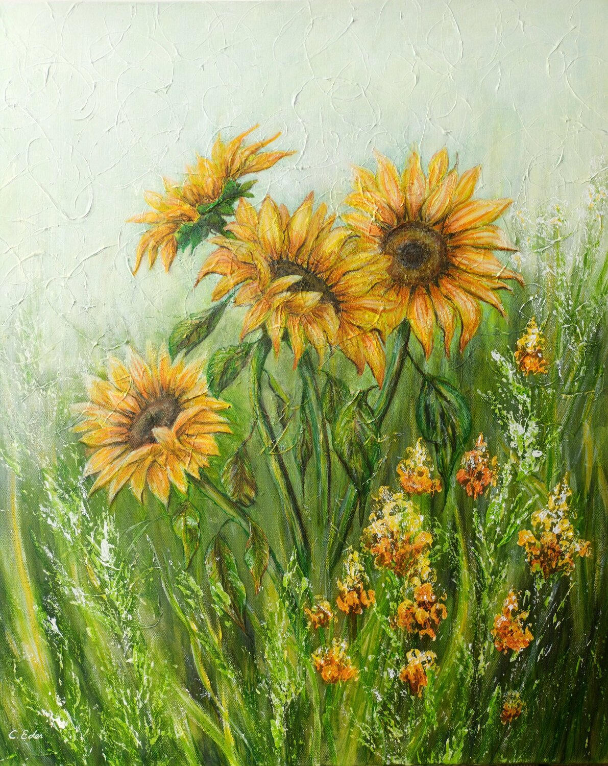 Sunny flowwers Charlotte Eder Original painting for sale