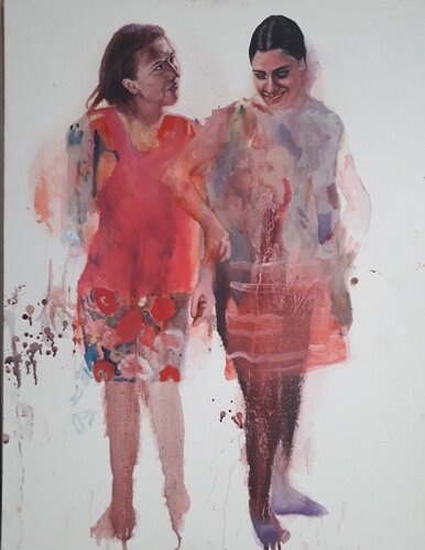 2 jeunes femmes by denis orhant, Painting for Sale on Select