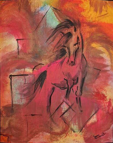 The Horse Breaking Free by Rim Elias, Painting for Sale on Select