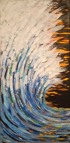 Wave in Sunset by Rim Elias, Painting for Sale on Select