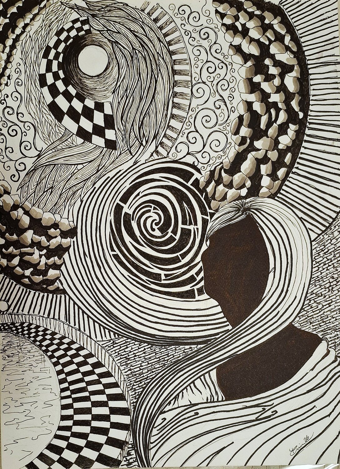 Lost in Thoughts Rim Elias Drawing for sale