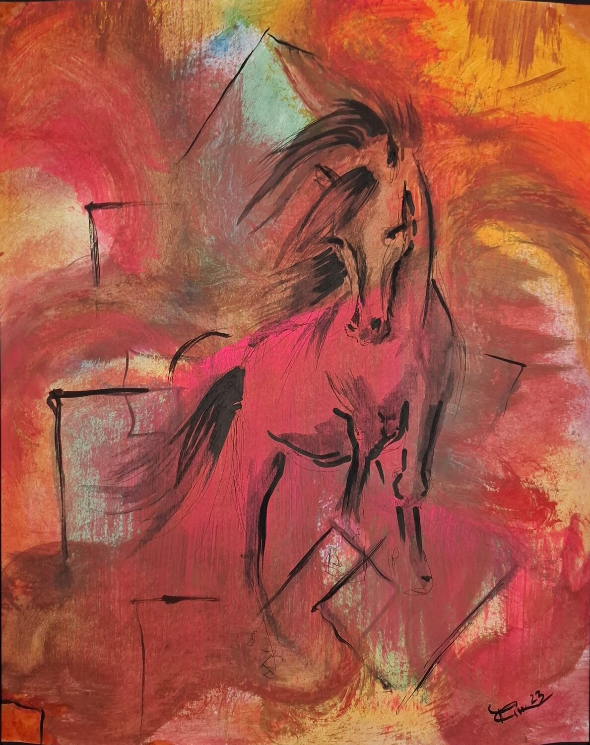 The Horse Breaking Free Rim Elias Original painting for sale
