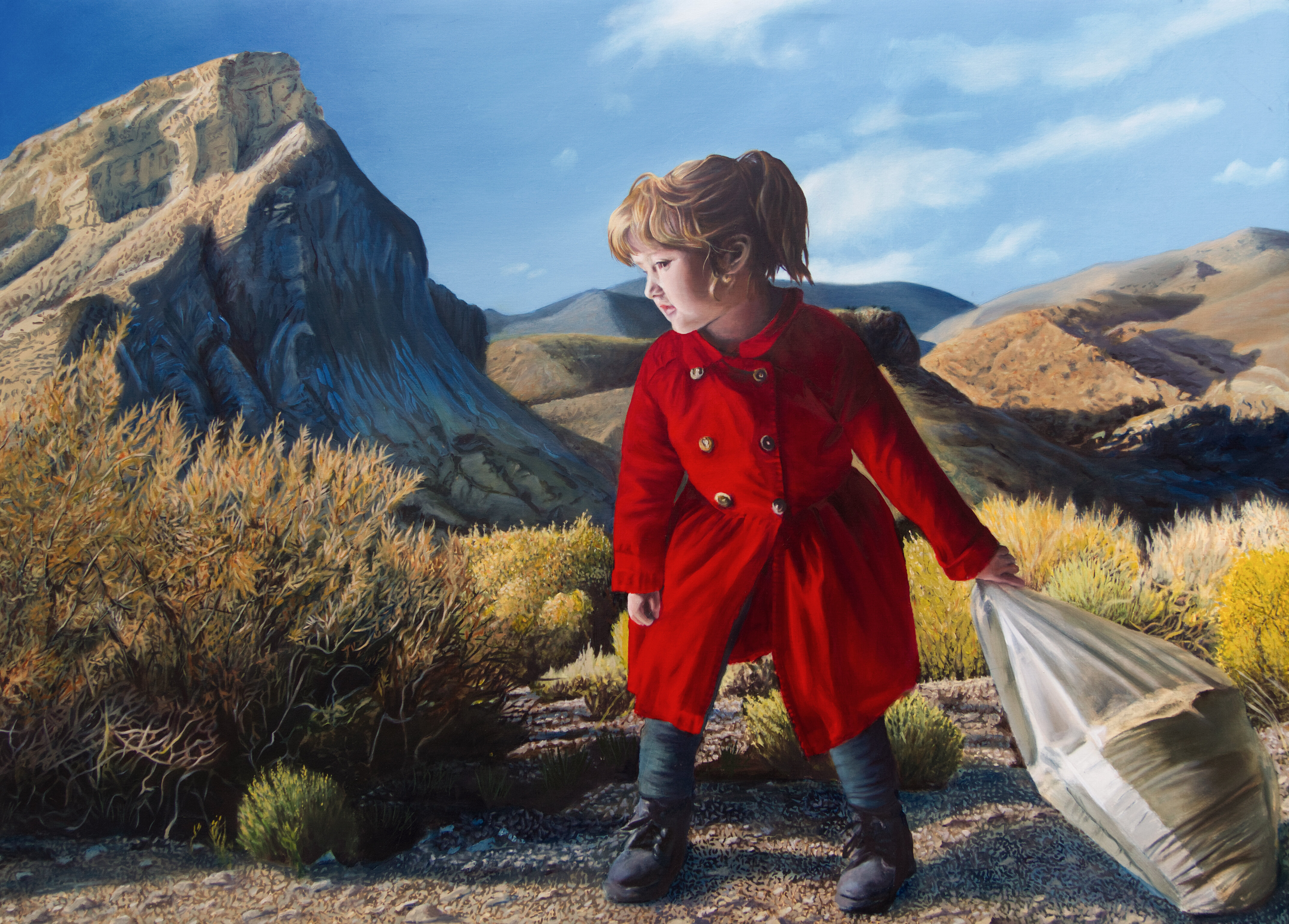 Red Girl with Sandbag