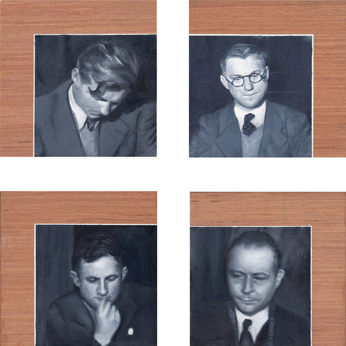 Four Men by Gerda Van Damme, Painting for Sale on Select