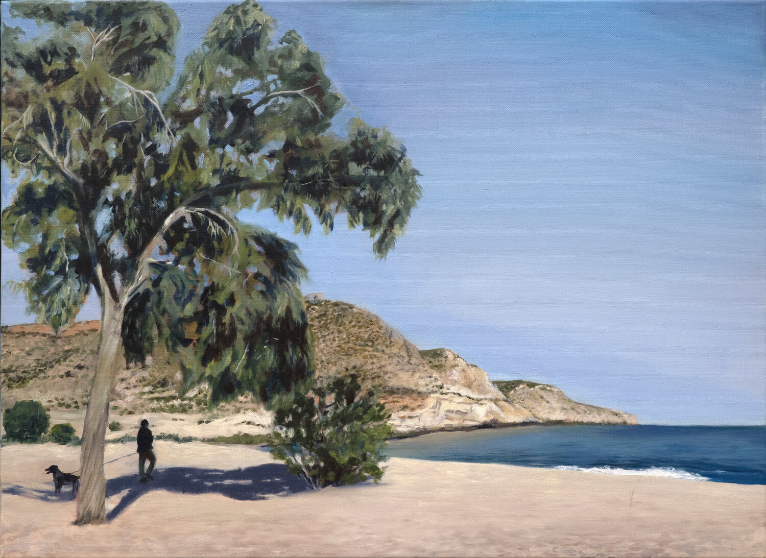 Man with Dog (Aguamarga) Gerda Van Damme Original painting for sale