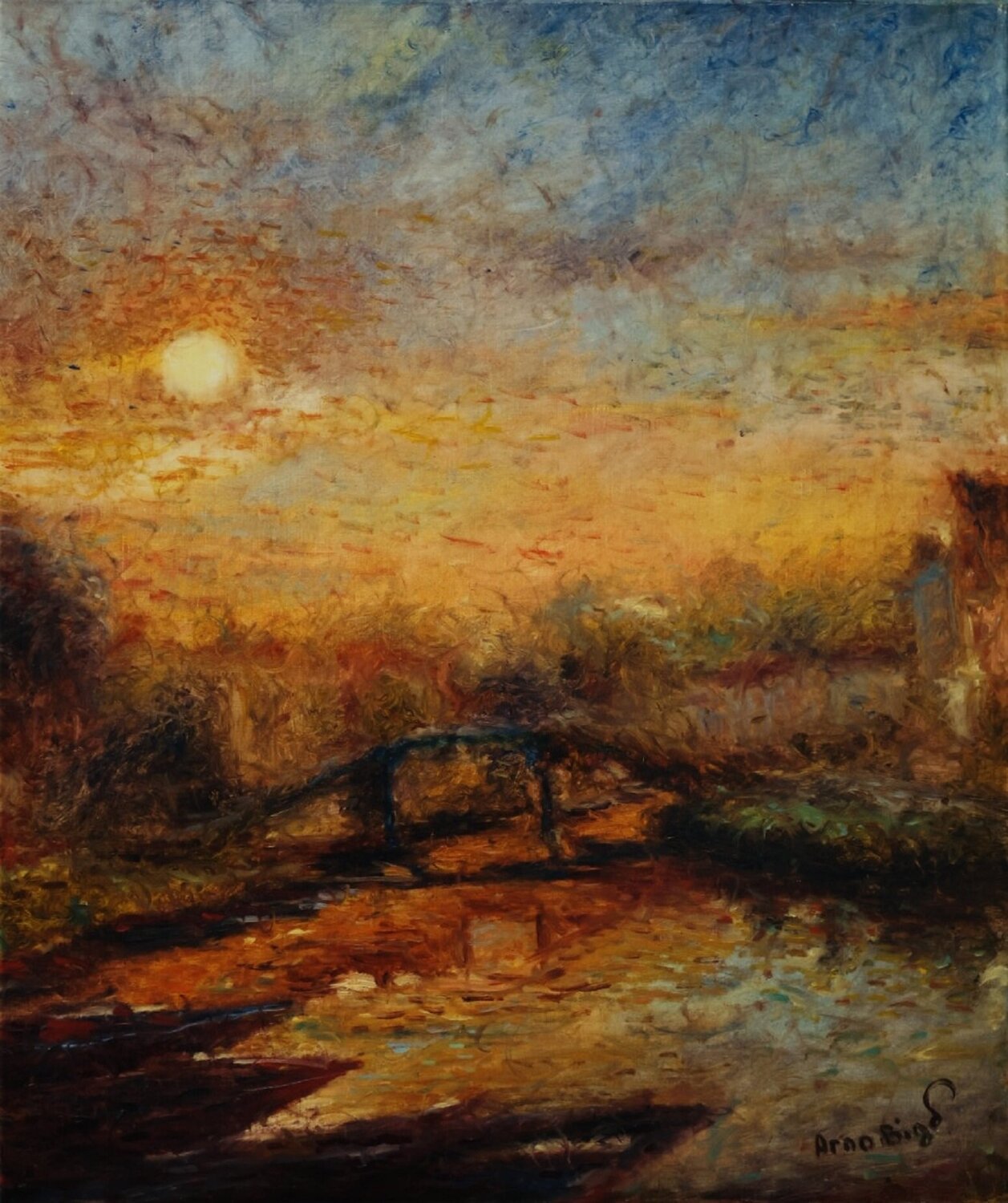 Levé de soleil à Coulon Arno BIGOT Original painting for sale