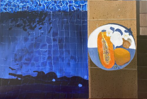 La piscine à la papaye by FRANCOIS D'ARDAILHON, Painting for Sale on Select