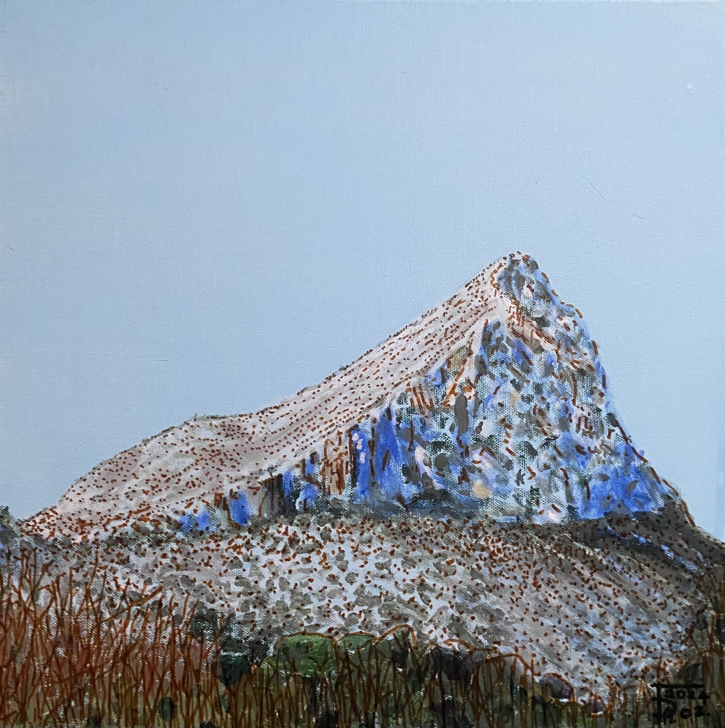 Le Pic Saint Loup sous la neige. FRANCOIS D'ARDAILHON Original painting for sale