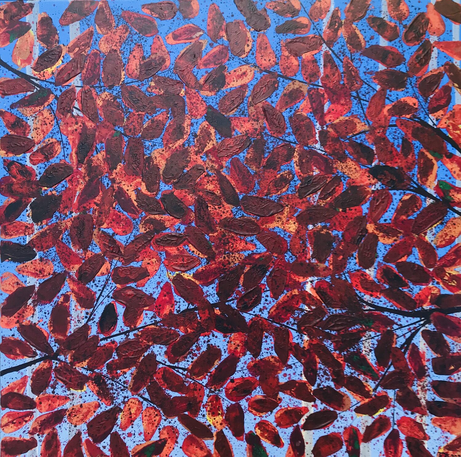 Feuillage d'automne 2 rouge FRANCOIS D'ARDAILHON Original painting for sale