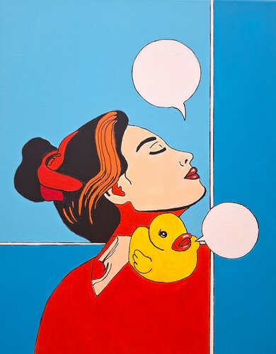 Duck Says Nothing by Ursula Haider-Seggl, Painting for Sale on Select