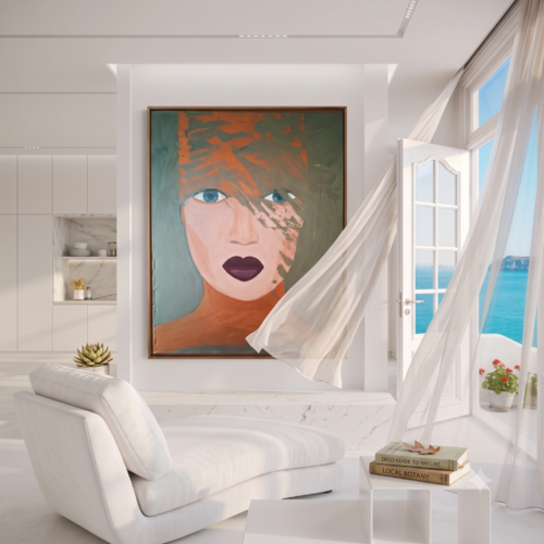 Metallic Masked Face by Ursula Haider-Seggl, Painting for Sale on Select