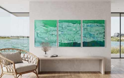 Diving On Three, 3-teilig, Setpreis (je 50x60 cm) by Ursula Haider-Seggl, Painting for Sale on Select
