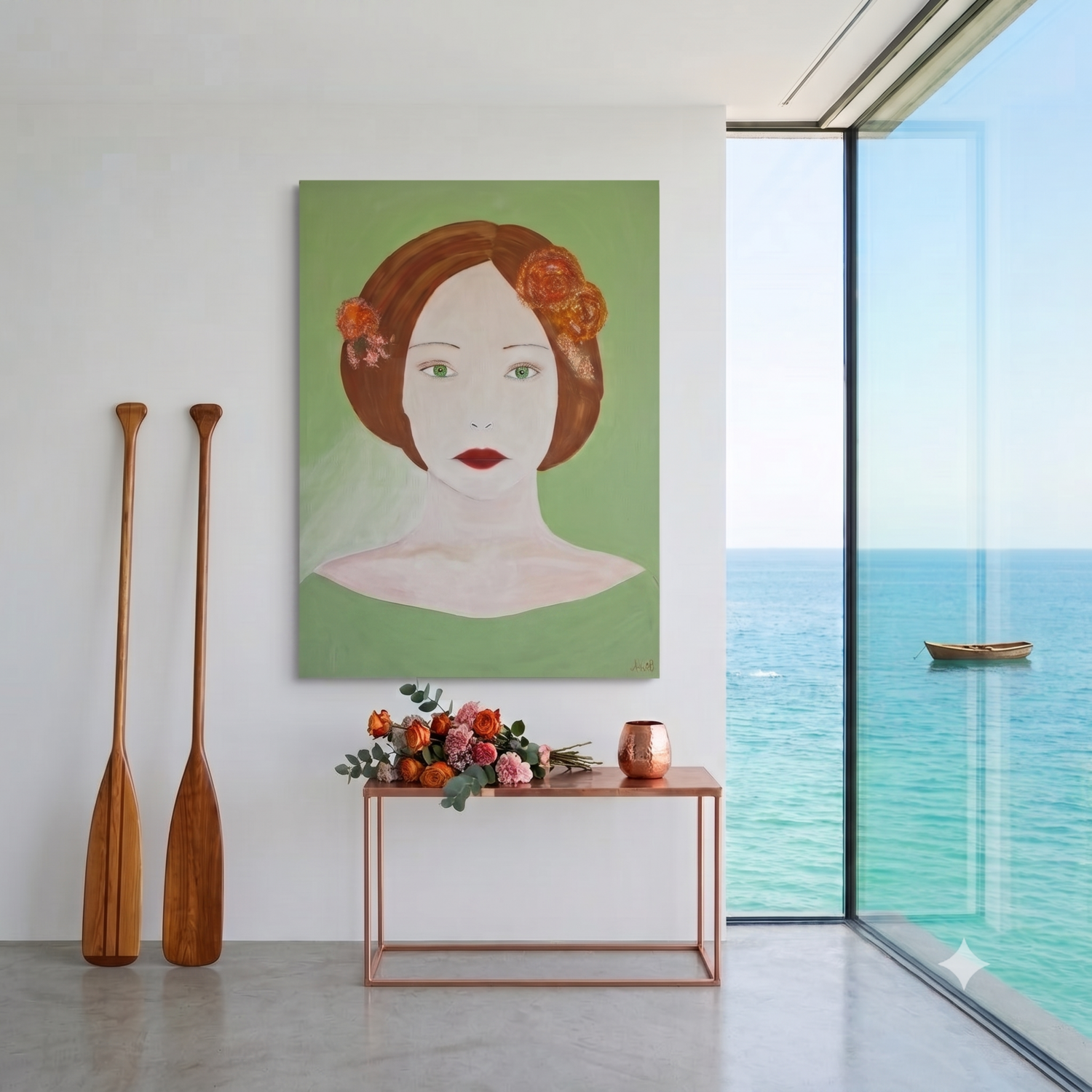 Copper Meets Green Ursula Haider-Seggl Original painting for sale