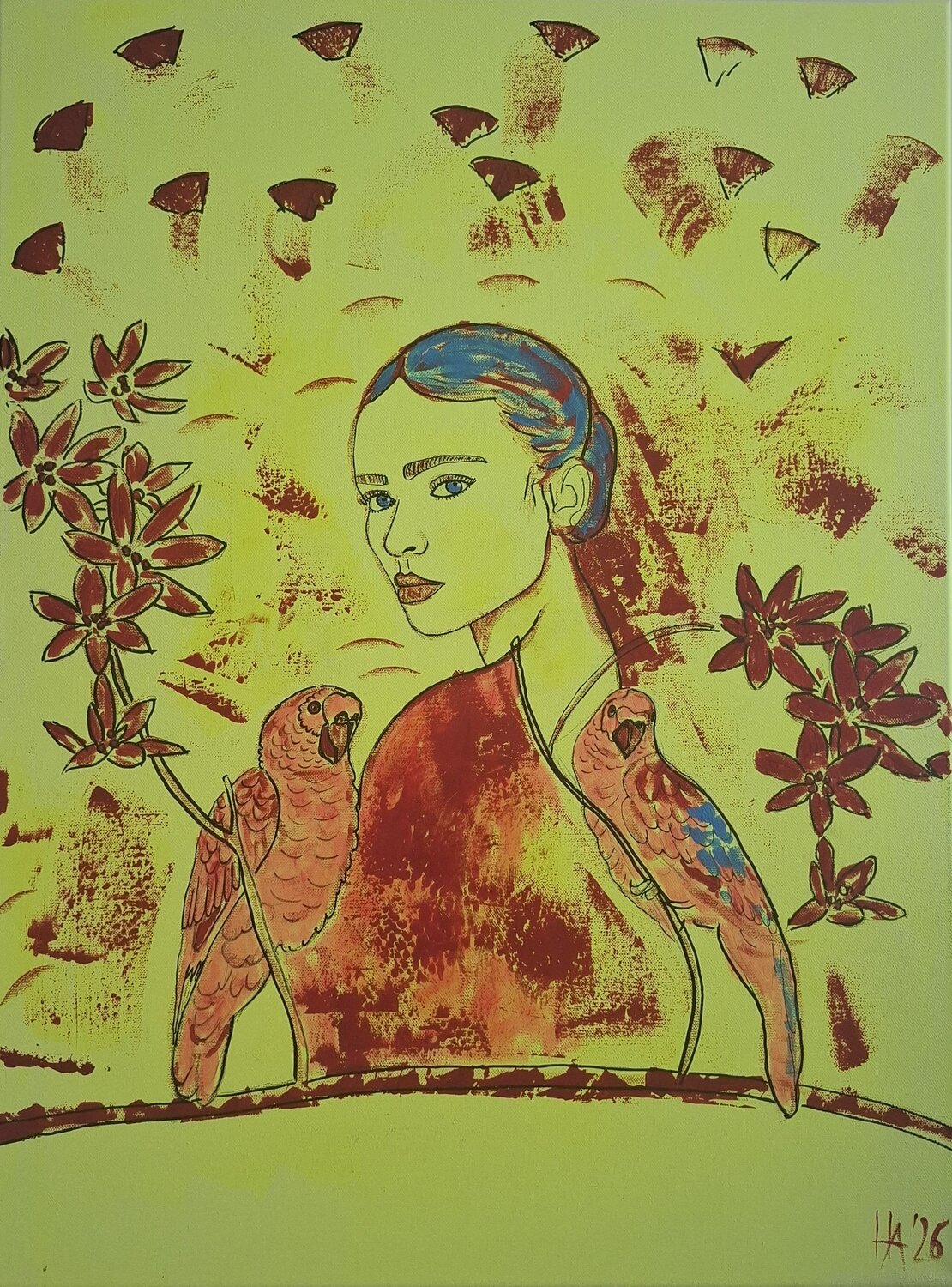 Flora And Bond Ursula Haider-Seggl Original painting for sale