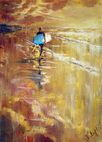 Sunset for Surfing by Yulia Prykina, Painting for Sale on Select