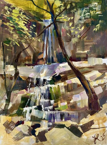The sound of a waterfall by Yulia Prykina, Painting for Sale on Select