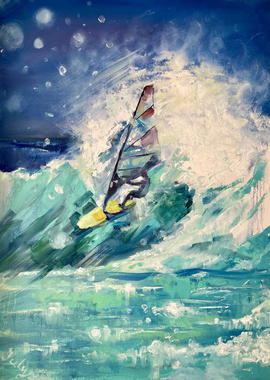 Windsurfer Yulia Prykina Original painting for sale