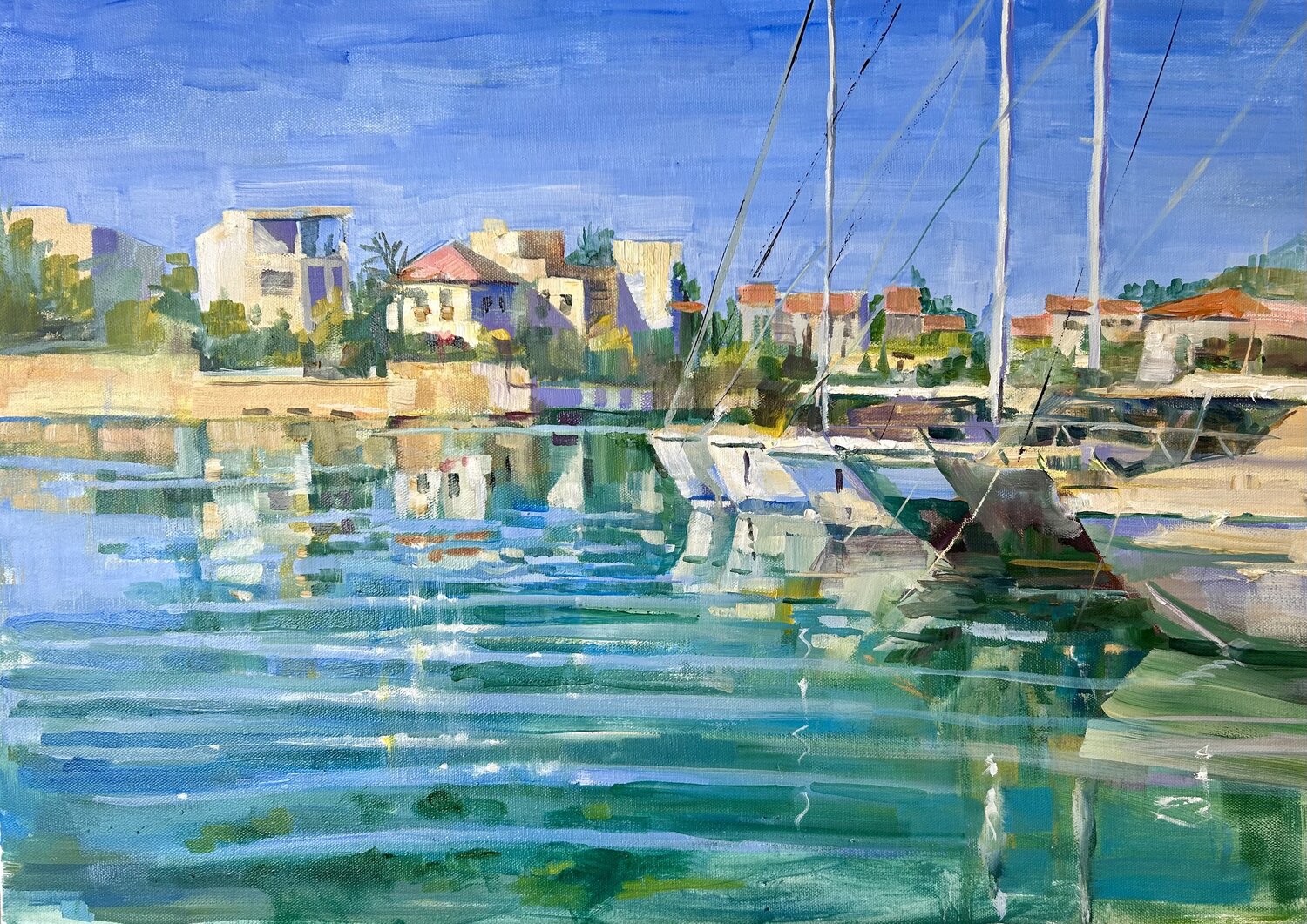 Summer in Limassol Marina Yulia Prykina Original painting for sale
