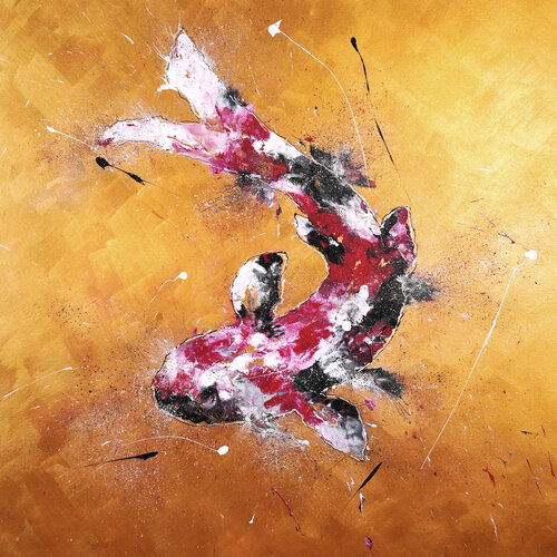Gold-red Koi by Dominique Lenoir, Painting for Sale on Select