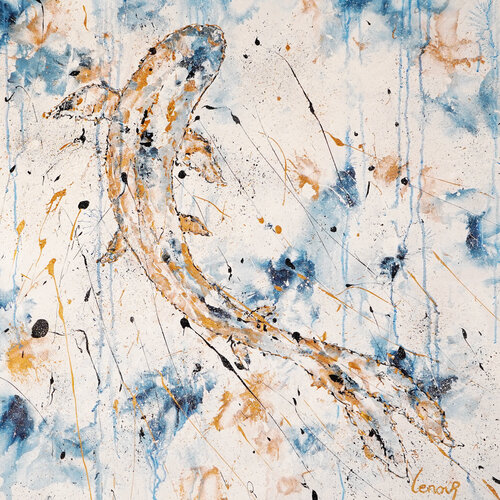 Serenade of the Golden Kois 4 by Dominique Lenoir, Painting for Sale on Select