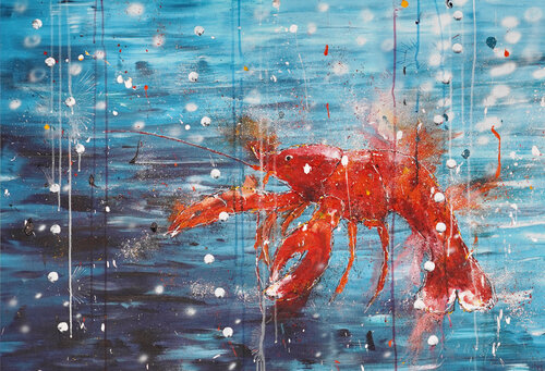 Floating Lobster by Dominique Lenoir, Painting for Sale on Select