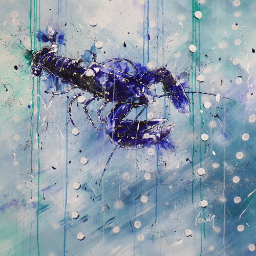 Blue Lobster by Dominique Lenoir, Painting for Sale on Select