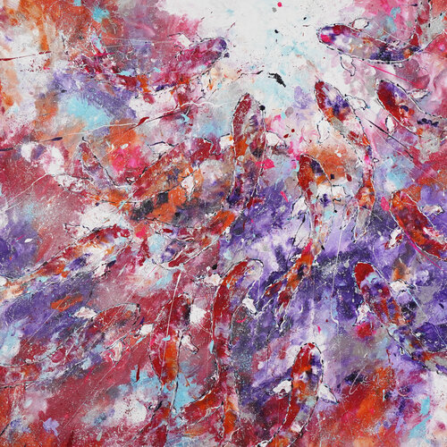 Abstract Fishes Odyssey 3 by Dominique Lenoir, Painting for Sale on Select