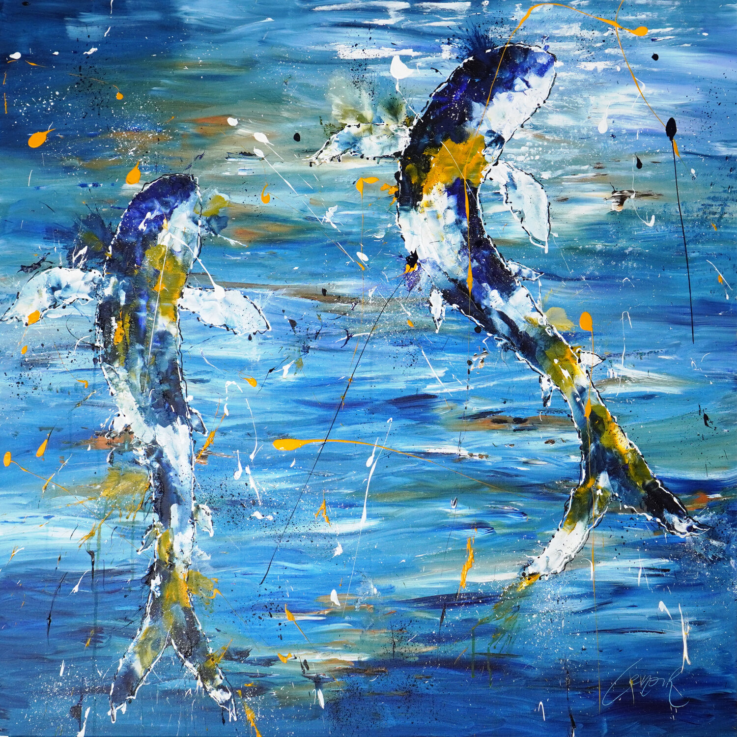 Blue Energy 2 Dominique Lenoir Original painting for sale