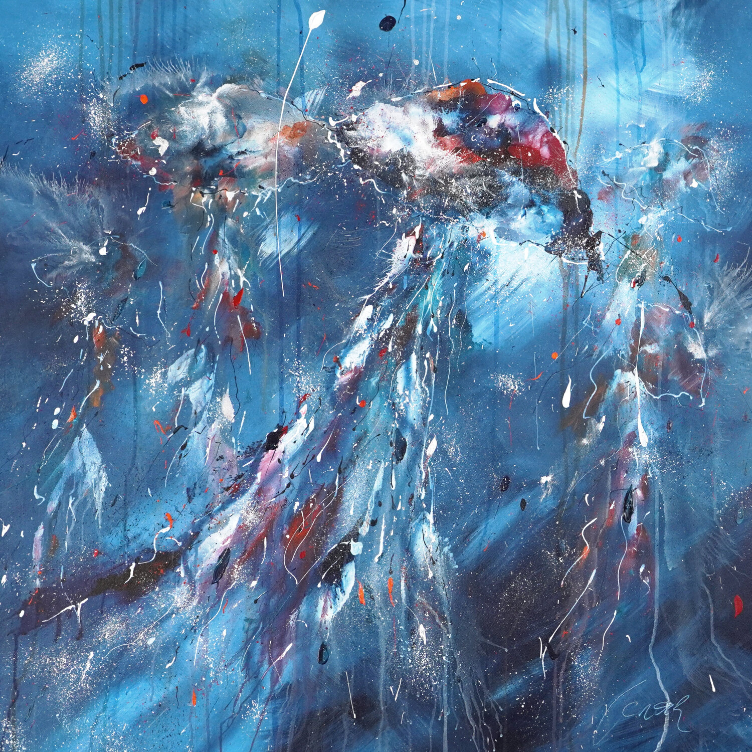 Jellyfish Abstraction 1 Dominique Lenoir Original painting for sale