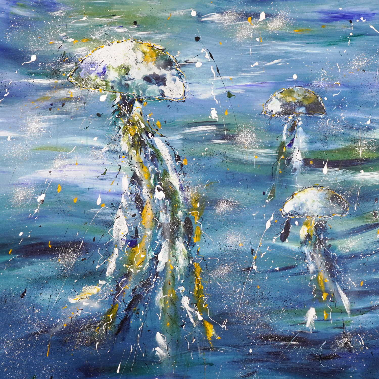 Jellyfish Abstraction 2 Dominique Lenoir Original painting for sale