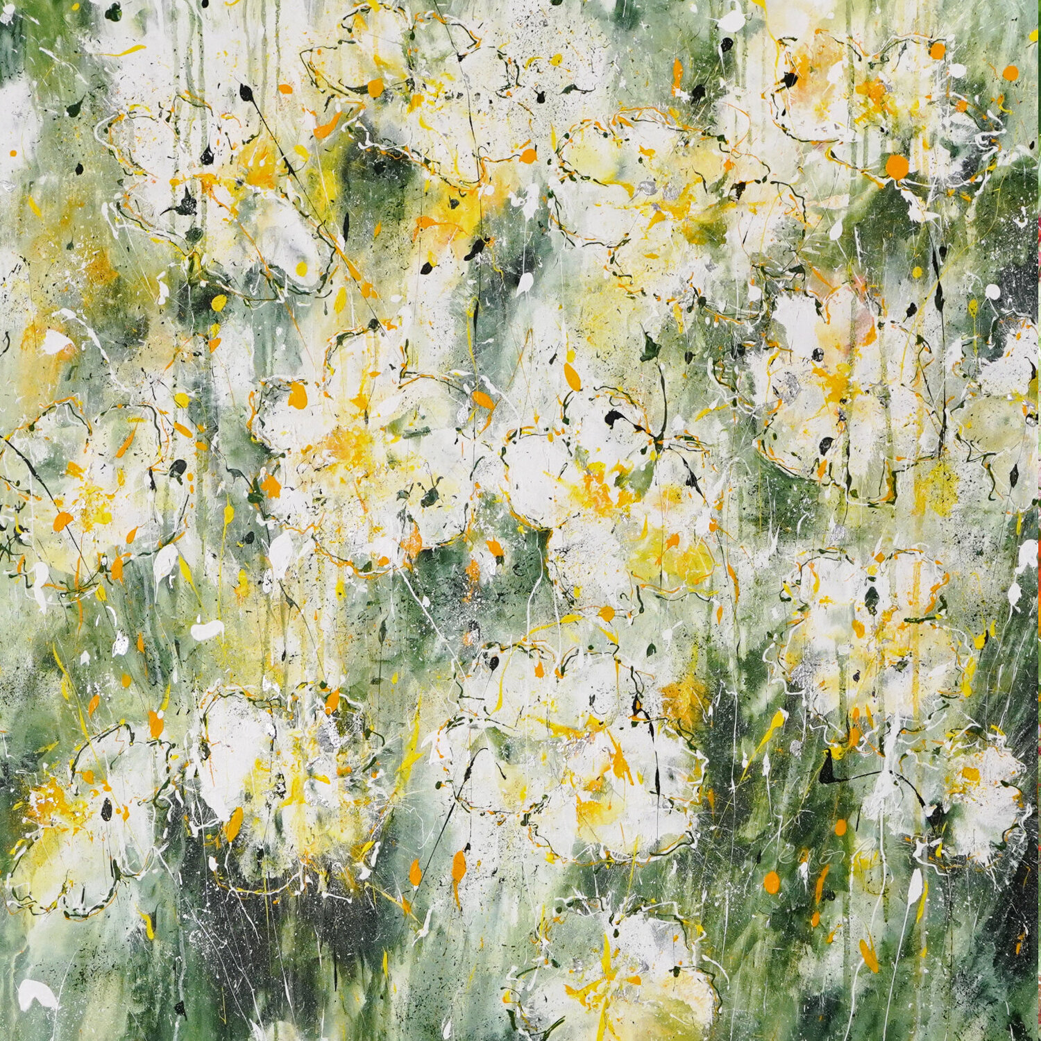 Garden of White Anemones Dominique Lenoir Original painting for sale
