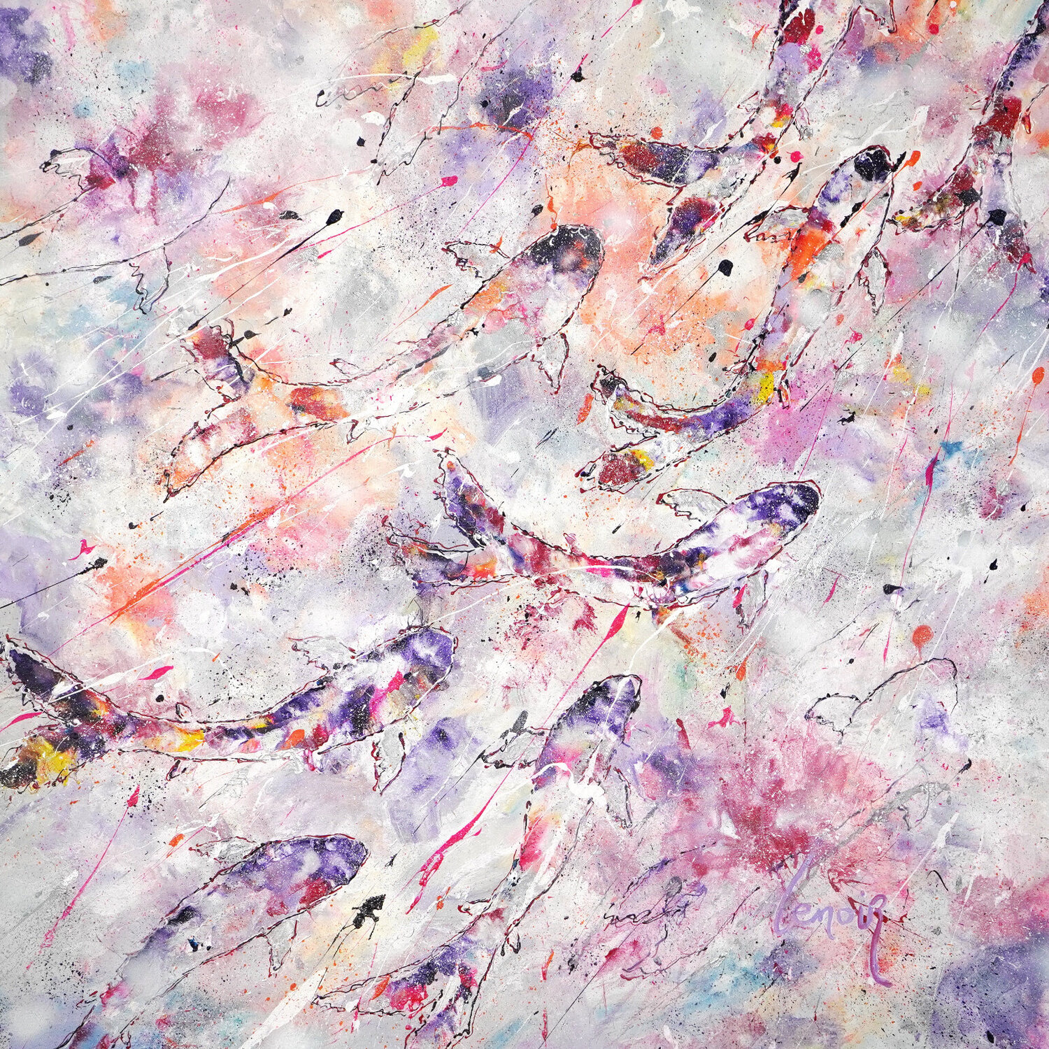 Koi Dreamscape Dominique Lenoir Original painting for sale