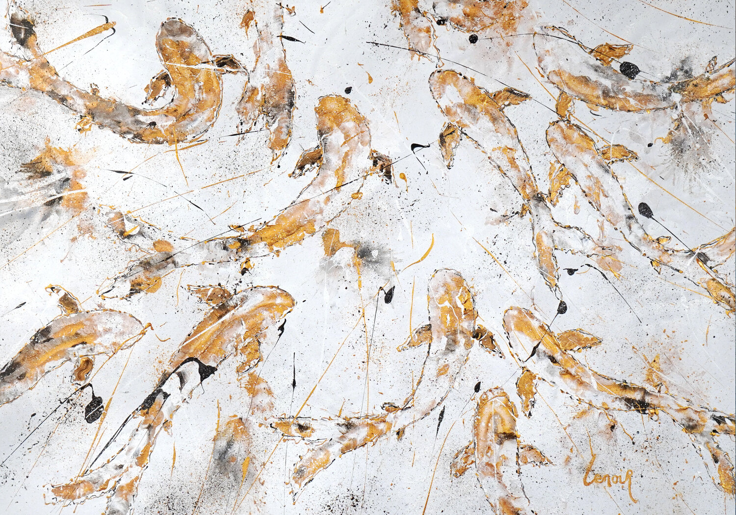 Serenade of the Golden Kois 2 Dominique Lenoir Original painting for sale