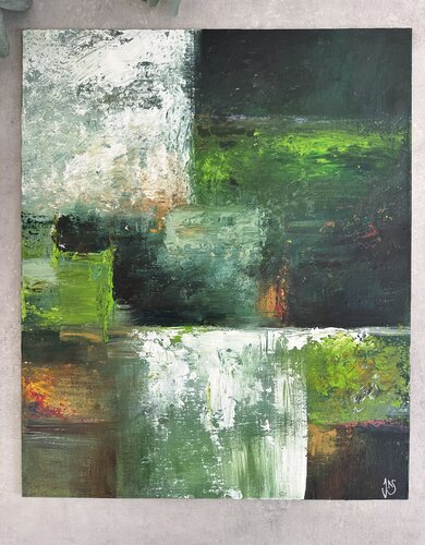 Green mosaic love by Jenna Silander, Painting for Sale on Select