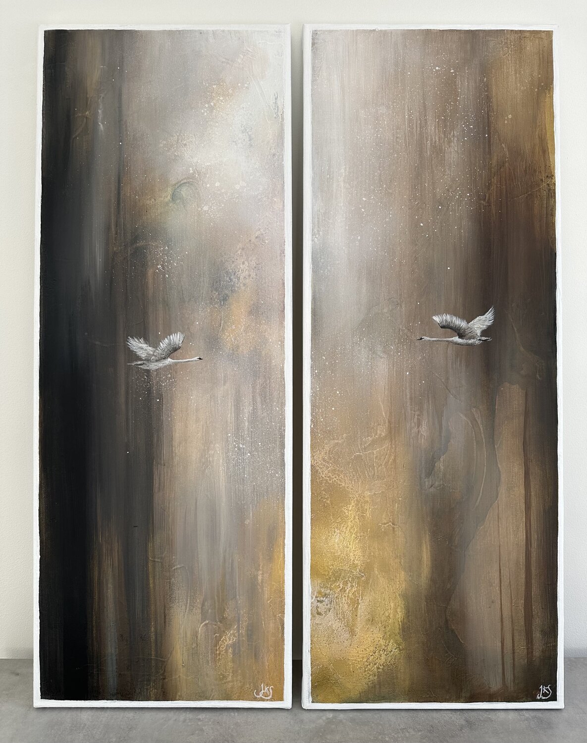 When the world just lets us be (diptych) Jenna Silander Original painting for sale