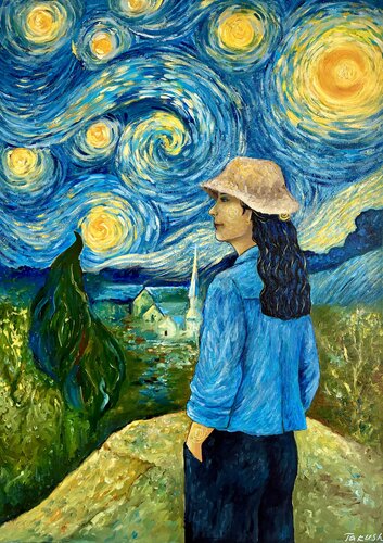 Van Gogh Style Landscape by Tatiana Takush, Painting for Sale on Select