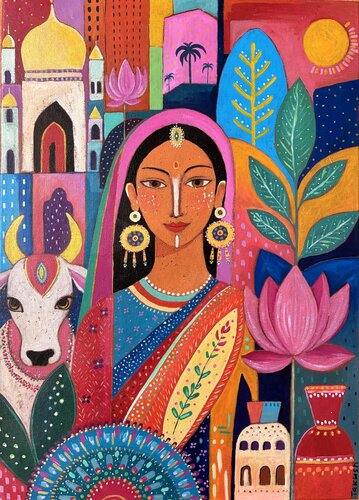 The Sisters of the World. India by Tatiana Takush, Painting for Sale on Select
