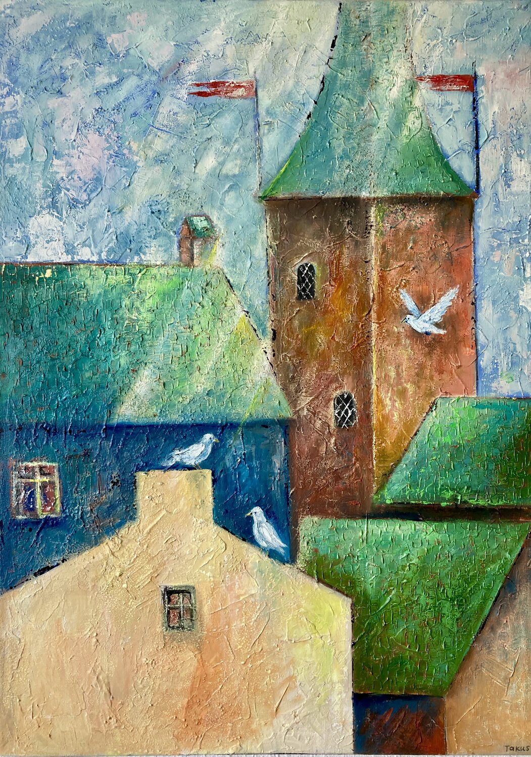 Old Town Tatiana Takush Original painting for sale