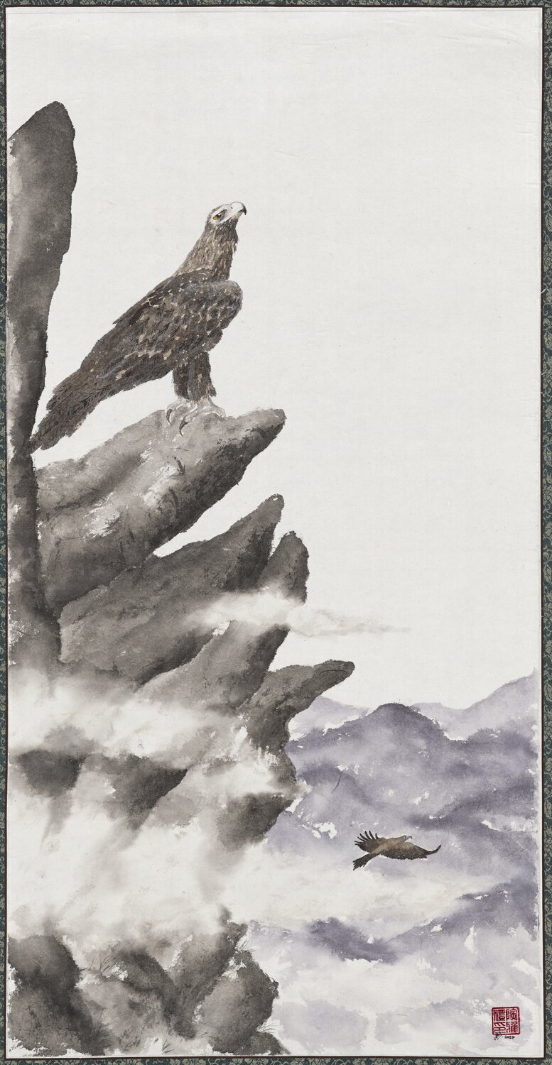 Wedge-tailed Eagles in Tasmanian Wilderness - Silk Scroll Arlo Mercia Original painting for sale